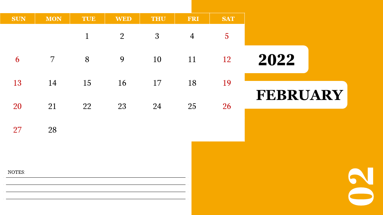 Amazing PowerPoint Calendar February 2022